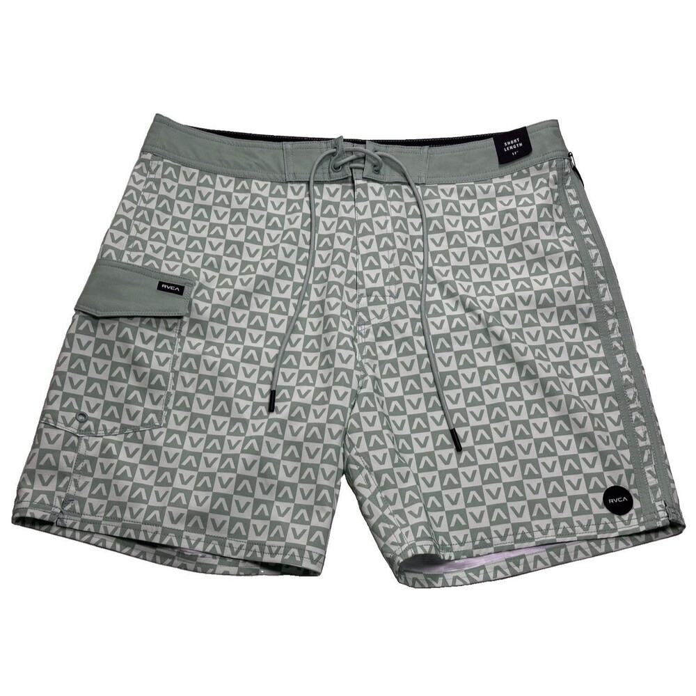 NWT Men's RVCA Restless Trunks Board Shorts 7" Size 33 Green Haze M10625RT